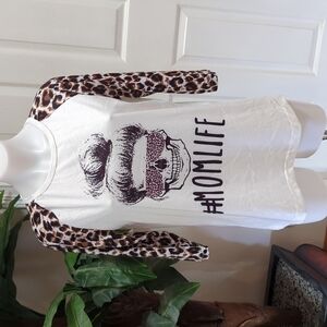 Fashion Chic Grahic Mom Life Skull Short Sleeve Graphic Tee Size Sm